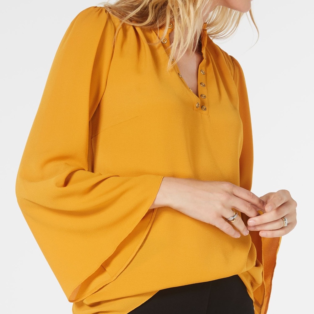 MK Mustard Grommet Blouse